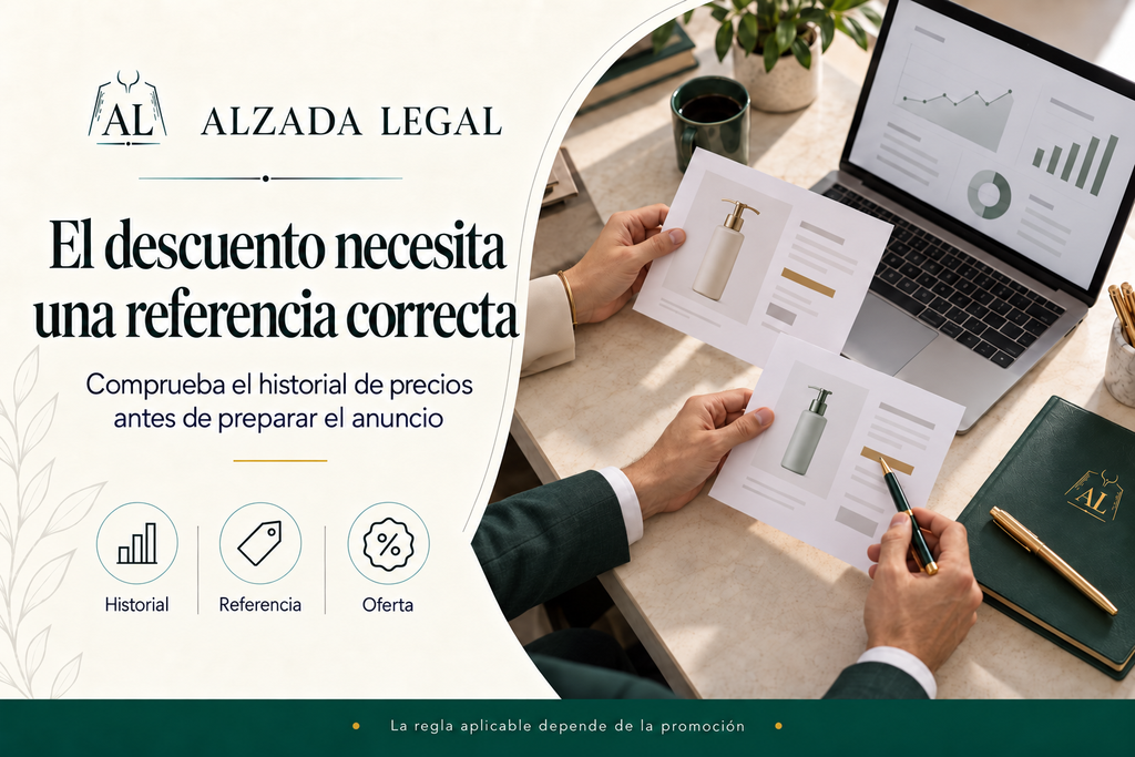 de tu descuento Profesionales comparando documentos de productos junto a un portátil para revisar una oferta